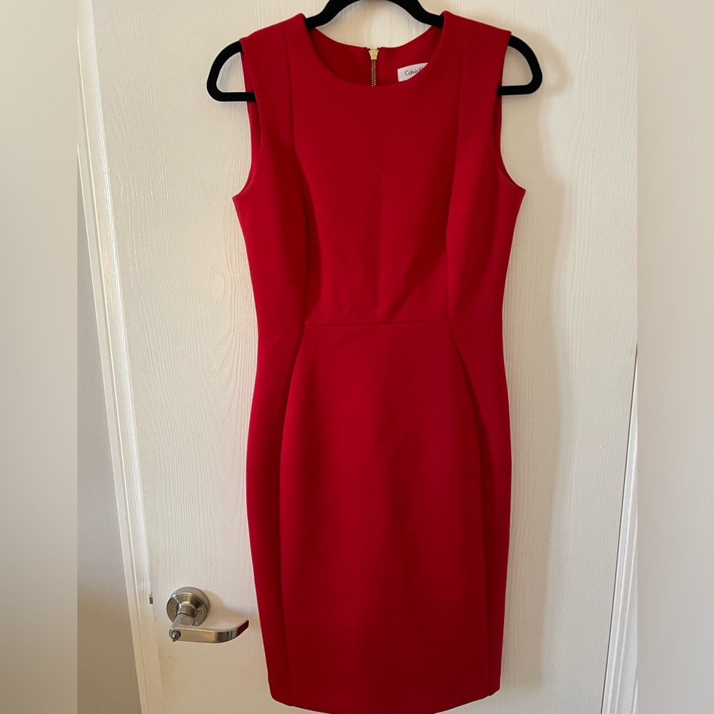🌹❤️Calvin Klein Red Sleeveless Scuba Dress